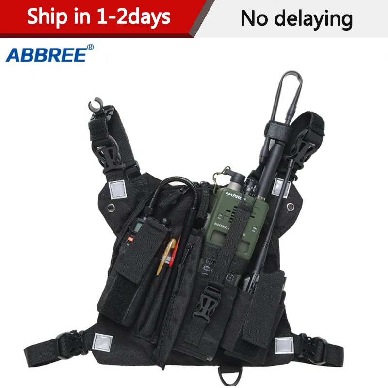 Abbree Radio Chest Harness Chest Front Pack Pouch Holster Vest Rig Chest Bag for Walkie Talkie Motorola Baofeng UV-5R TYT Wouxun