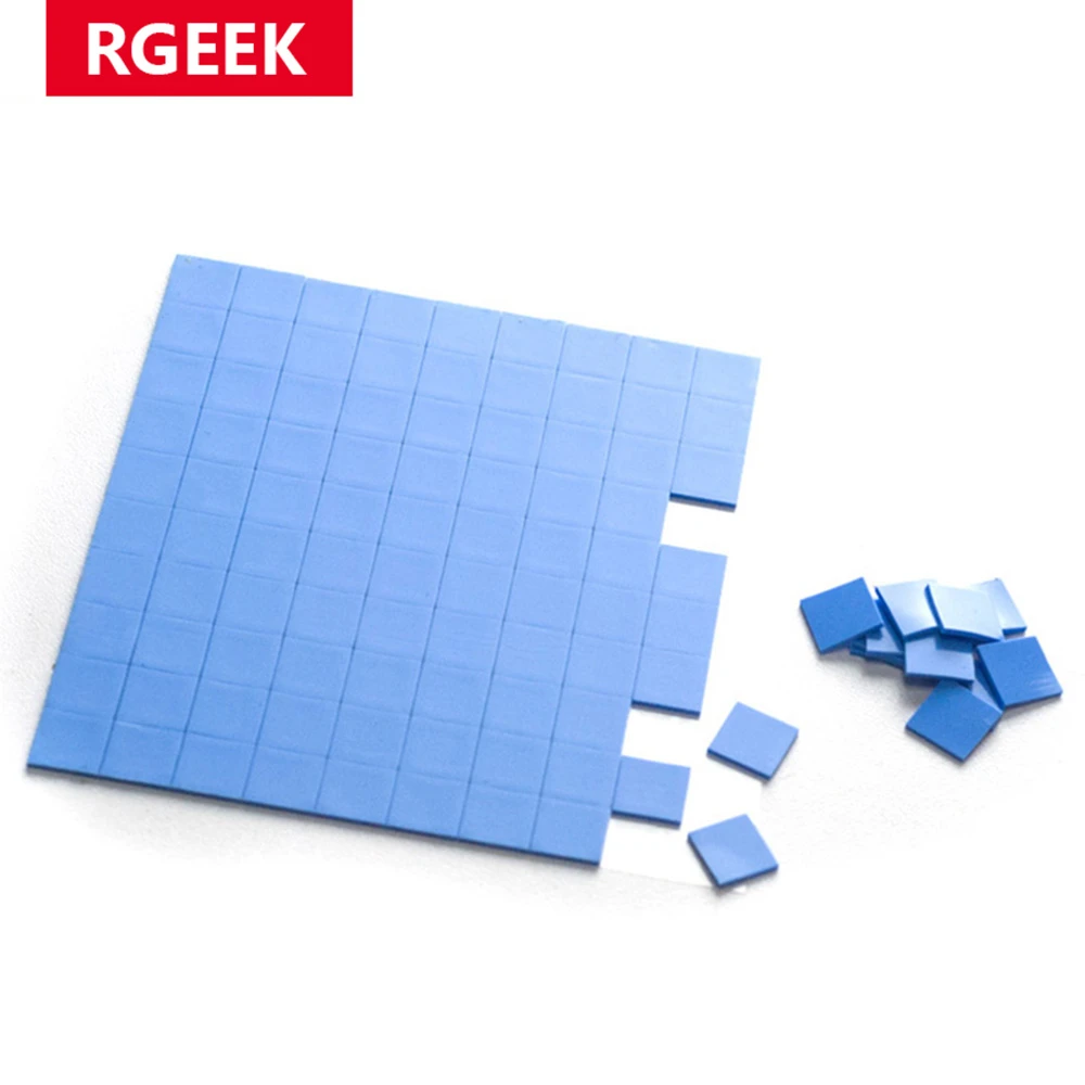 RGeek Thermal Pads Cooling Conductive Silicone Pad GPU CPU Heatsink 100*100mm*0.5mm 1mm 1.5mm Blue Sliced Cooling Pad Cooler
