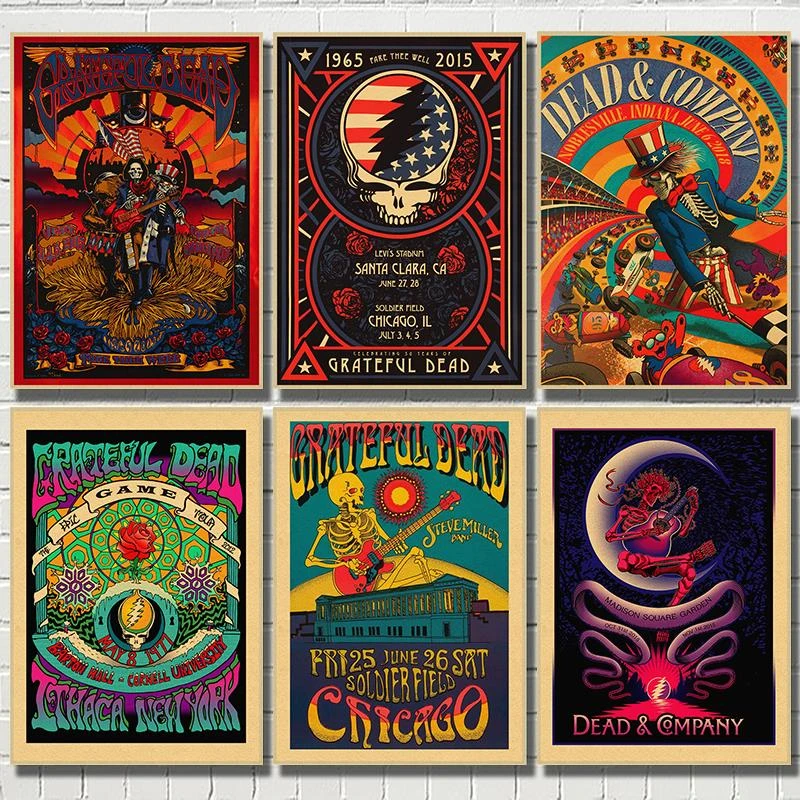The Grateful Dead Vintage Posters Wall Stickers Retro Poster Prints High Definition For Living Room Home Decoration