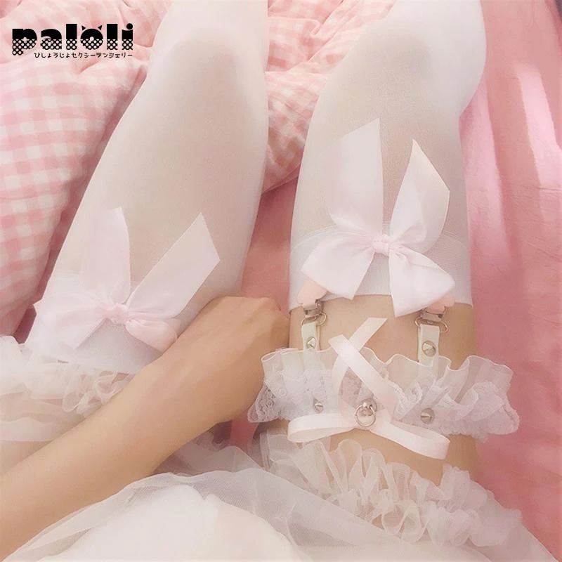 Paloli Heart Sexy Thigh Ring Accessories Japanese Girl Lace Suspender Socks Clip European American Leg Ring Garter Bowknot Belt