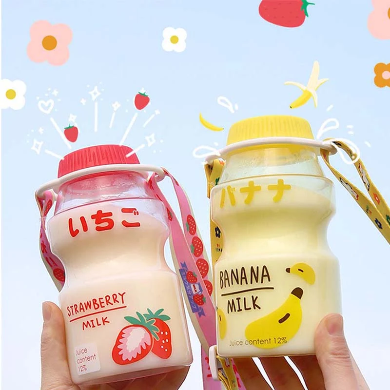480ml Plastic Cute Yogurt Water Bottle Tour Drinking Bottle Yakult Shape  Kawaii Milk Carton Shaker Bottle for Kids/Girl/Adult