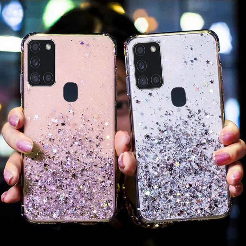 Glitter Phone Case For Samsung galaxy A21S Case Bling Cover For Samsung A21S A 21S A21 S A52 A71 A51 A50 A70 A72 A32 A12 Cases