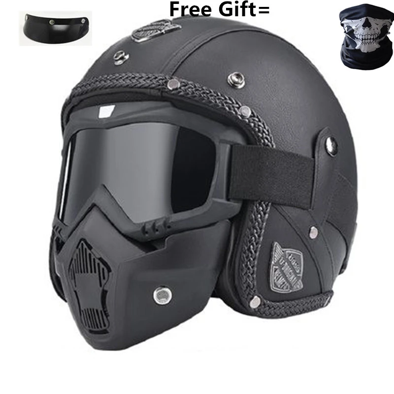 Professional Retro Motorcycle Helmet Goggle Mask Vintave Mask Open Face Helmet Cross Helmet Available Dot Approved
