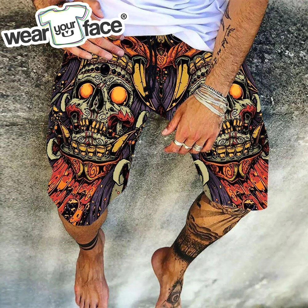 Magic Colorful Skull 3D All Over Printed Summer Shorts Fashion Beach Mens Bermuda Casual Short Home Unisex Cargo Shorts Dropship