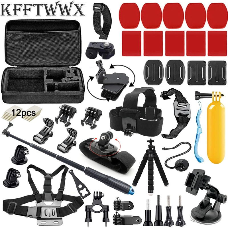 KFFTWWX Accessories Kit for Gopro Hero 10 9 8 7 6 5 4 3 Black Max Go Pro Session YI 4K SJCAM SJ8 PRO EKEN H9R Osmo Action Camera