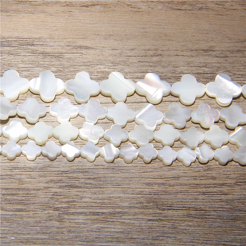 Natural White Mother of Pearl Shell Clover Spacers Loose Beads for DIY Jewelry Making Bracelet Necklace Earrings Accessries 15”