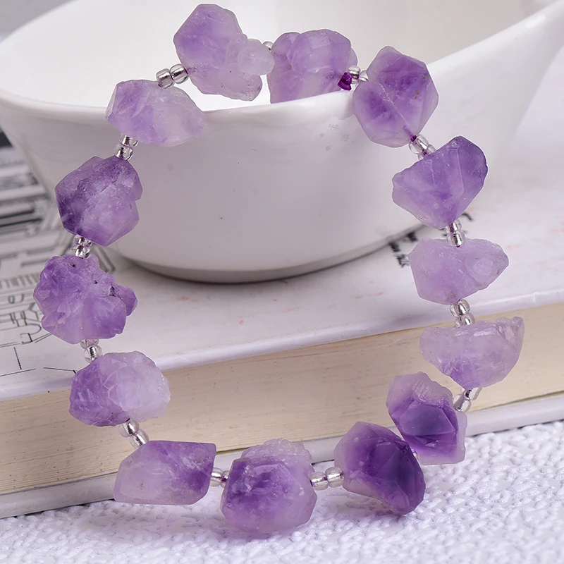 1PC Fashion Simple Natural Amethyst Bracelet Crystal Healing Quartz Stretch Bangles for Women Girls Increase charm Jewelry Gift