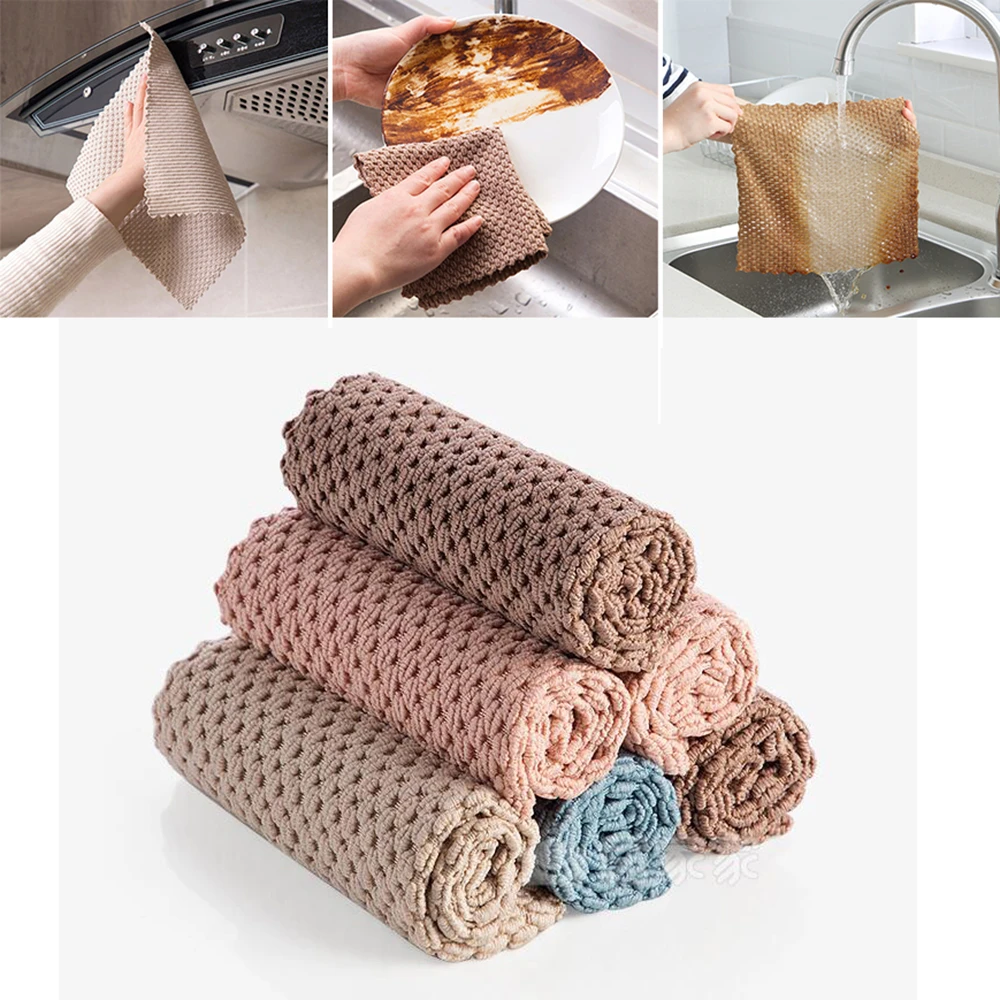 Kitchen Anti-grease wipping rags efficient Super Absorbent Microfiber Cleaning Cloth home washing dish kitchen Cleaning towel