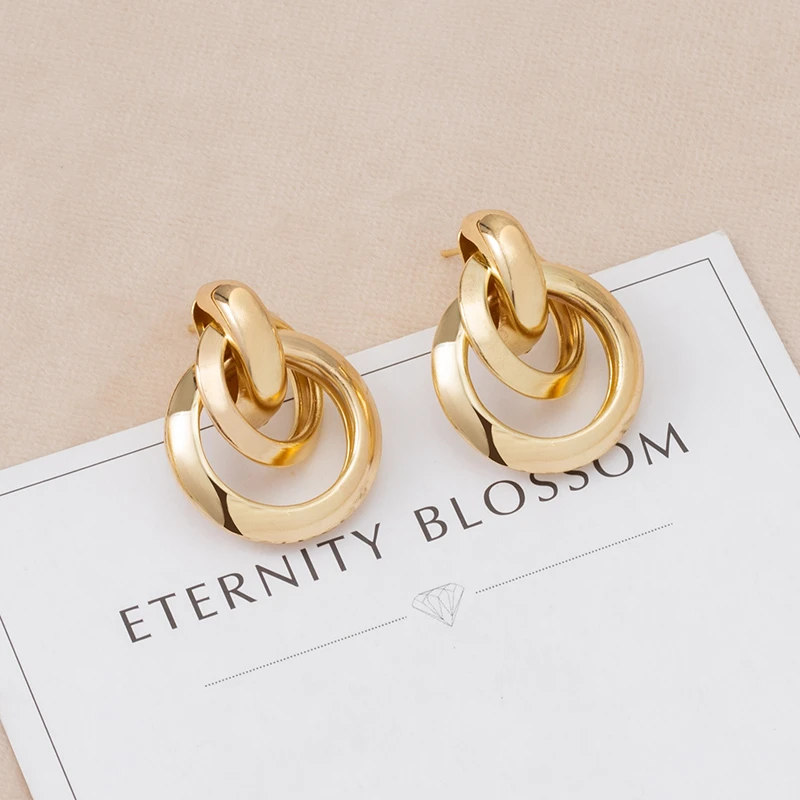 New Stainless Steel Earrings 2021 Trend Fashion Gold Big Hoop Earrings For Women Vintage Bohemian Punk Pendants Earrings Jewelry