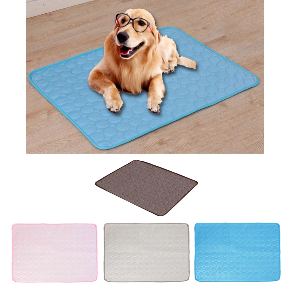 Summer Cooling Mat Pet Pad Dog Beds Mats Blue Pet Ice Pad Cool Cold Silk Moisture-Proof Cooler Mattress Cushion Puppy