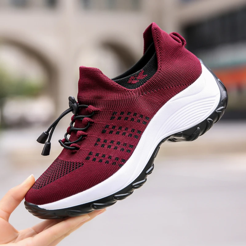 New Women Casual Shoes Ladies Breathable Walking Mesh Shoes Woman Platform Sneakers Wedges Shoes Female Sport Shoes Plus Size