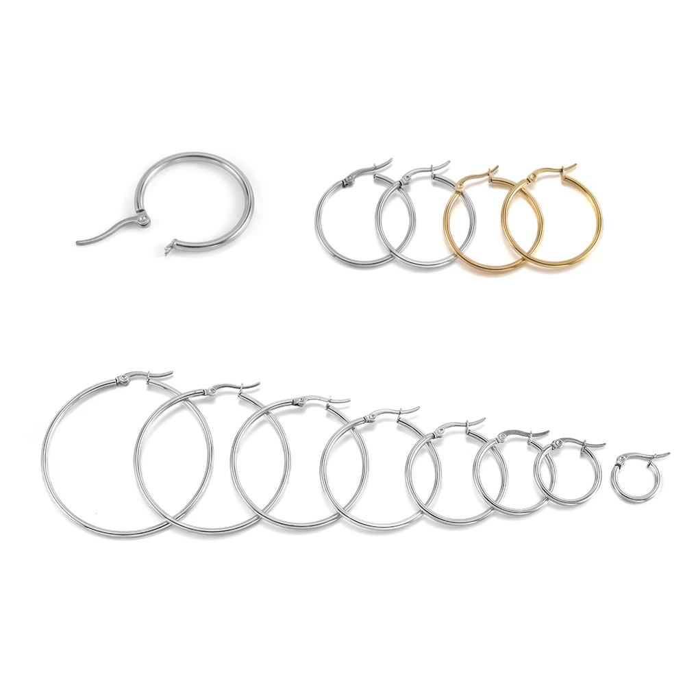 6-20pcs 15-80mm Stainless Steel Earrings Loop Gold Earrings Hoops Open Earring Hooks For Diy Jewelry Making Finding Accessories