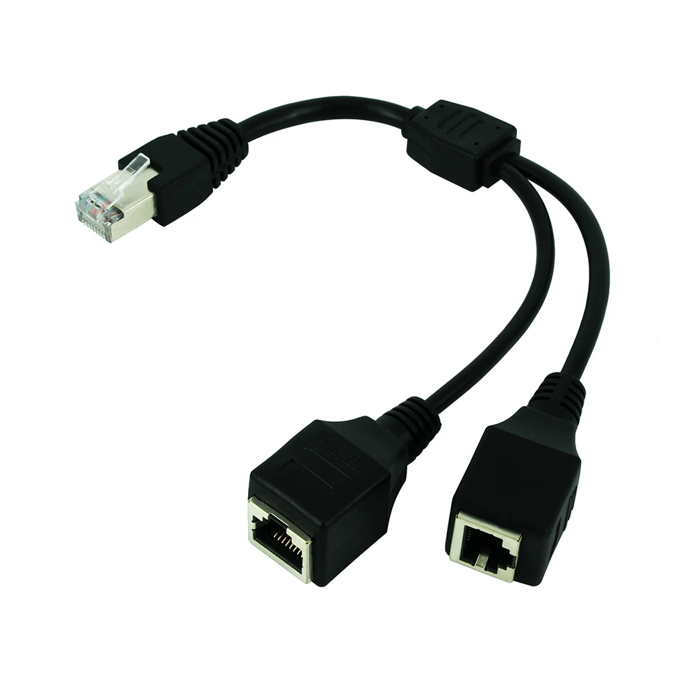 RJ45 1 Male to 2 Female Socket Port LAN Ethernet Network Splitter Y Stable Transmission Cat5e Cat5 Cat6 Easy Adapter Cable