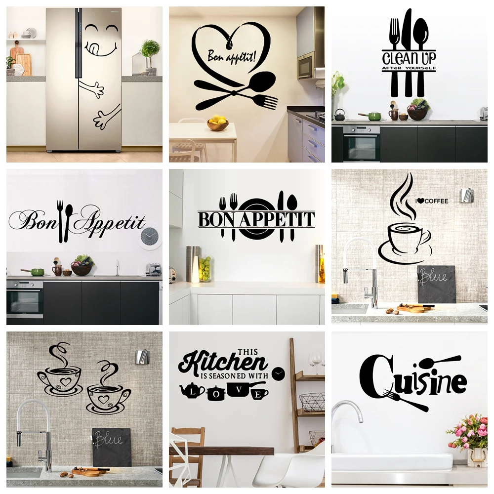 22 Styles Large Kitchen Wall Sticker Home Decor Decals Vinyl Stickers for House Decoration Accessories Mural Wallpaper Poster