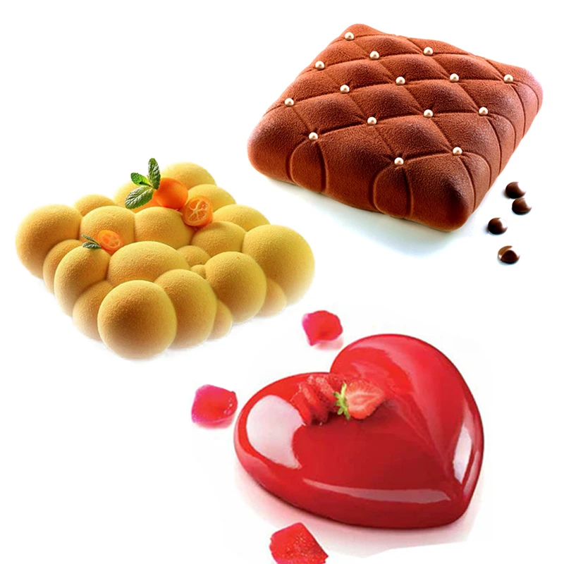 17 Shapes Silicone Cake Mold French Dessert Mousse Mold Round Heart Form Baking Mold Pan Cake Decorating Tool BPA Free