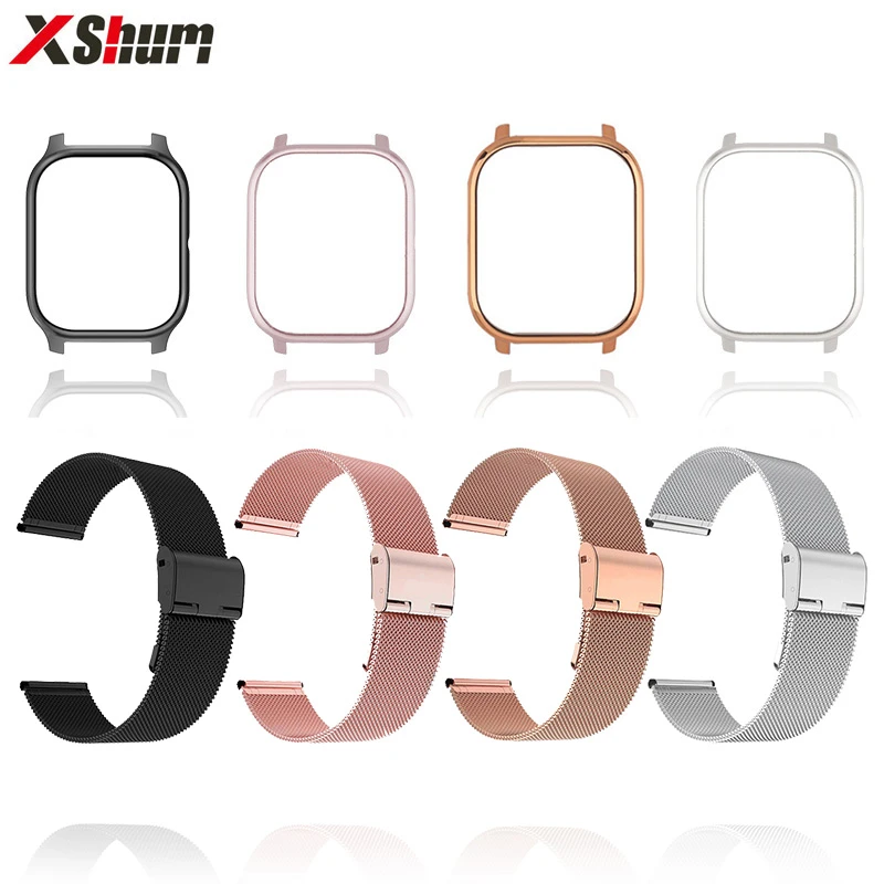 Amazfit GTS Strap With Case Xiaomi Amazfit GTS 2 Mini 20mm Band Bracelet Metal Protector GTS2 For Smart Watchband Accessories