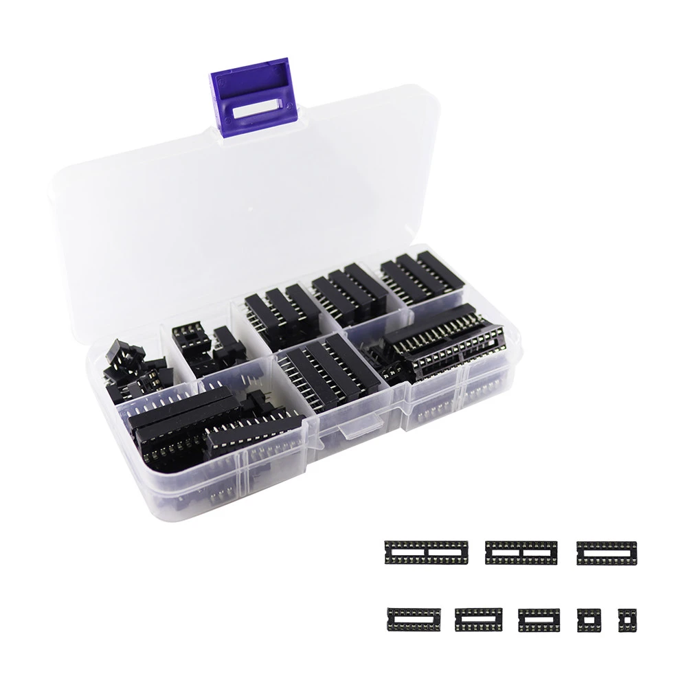 66Pcs/Lot DIP IC Sockets Adaptor Solder Type Socket Kit 6,8,14,16,18,20,24,28 Pin for arduino PCB Diy Kit