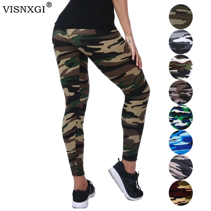VISNXGI New Fashion 2021 Camouflage Printing Elasticity Leggings Camouflage Fitness Pant Legins Casual Milk Legging For Women