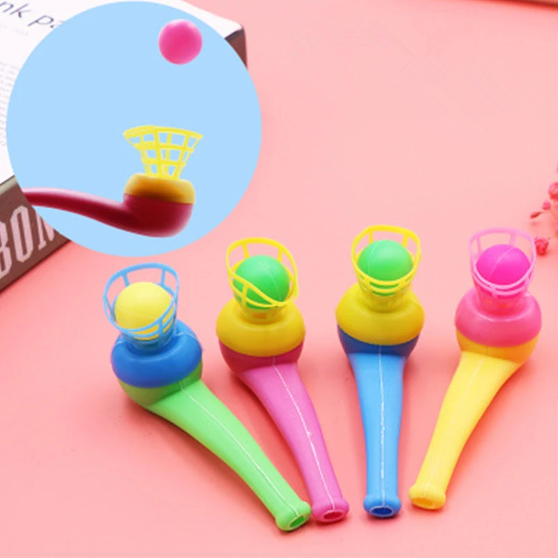 12PCS Pipe Ball Party Gifts Colorful Magic Blowing Pipe Floating Ball Children Toys Party Favors Birthday Present for Kids