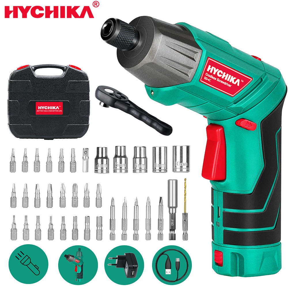 HYCHIKA Cordless Electric Screwdriver 3.6V 2.0Ah Rechargeable Power battery Screwdriver Twistable Handle LED Torch Power Tool