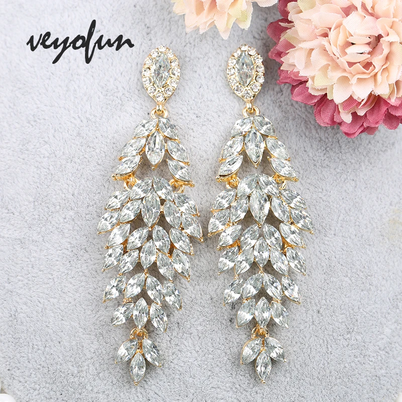 Veyofun Luxury Crystal Drop Earrings Vintage Wedding Dangle Earrings Fashion Jewelry For Women Gift Wholesale