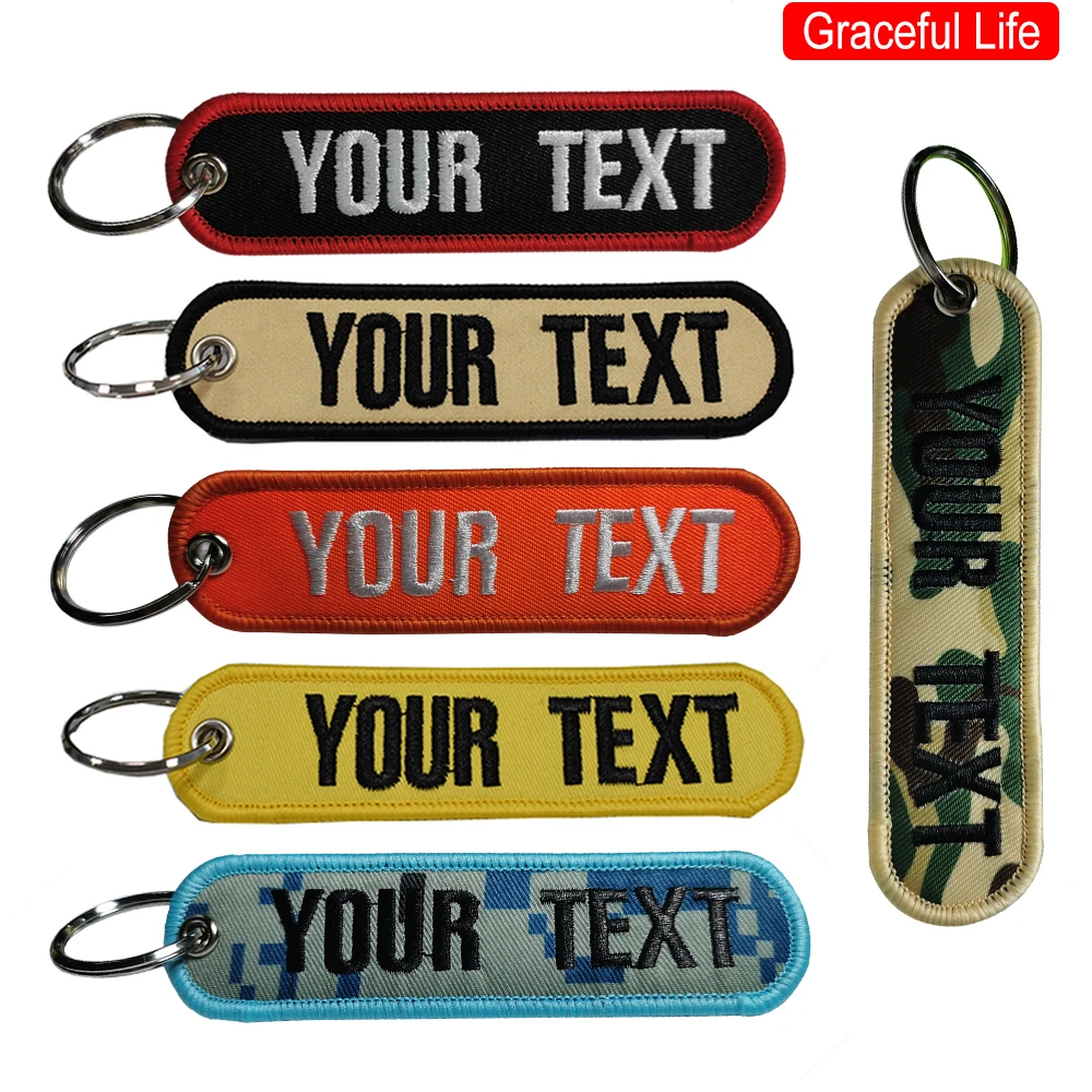 Personality Keychain Name Patch Embroidery Tag Key-Ring Accessory for a Bag Customize Gift