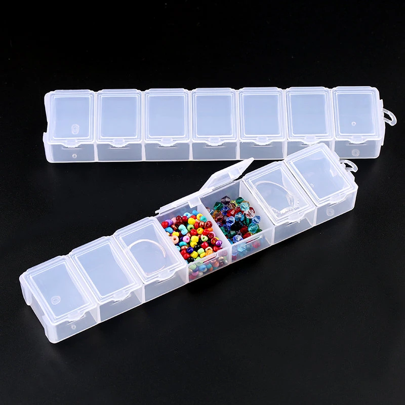 7 slots rectangle Jewelry Container Compartment Plastic Storage Box Case jewelry box for Beads earrings packaging & display1PCS