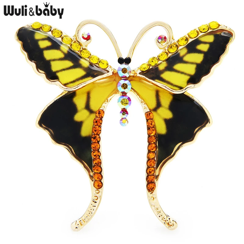 Wuli&baby Classic Butterfly Brooches Women 3-color Rhinestone Insect Weddings Office Brooch Pins Gifts