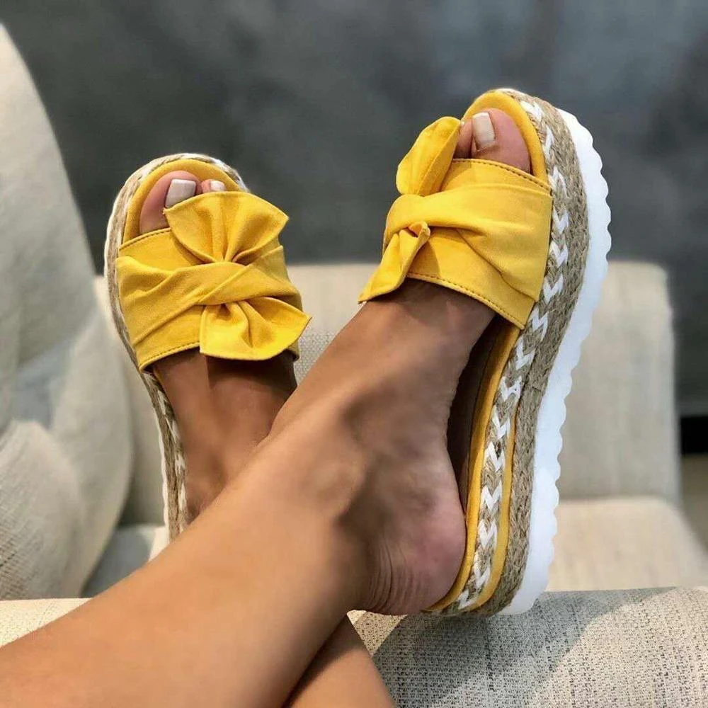 Slippers Women Sandals Platform Sandals Shoes Women Bow 2021 Summer Sandals Slipper Indoor Outdoor Flip-flops Beach Shoes Female