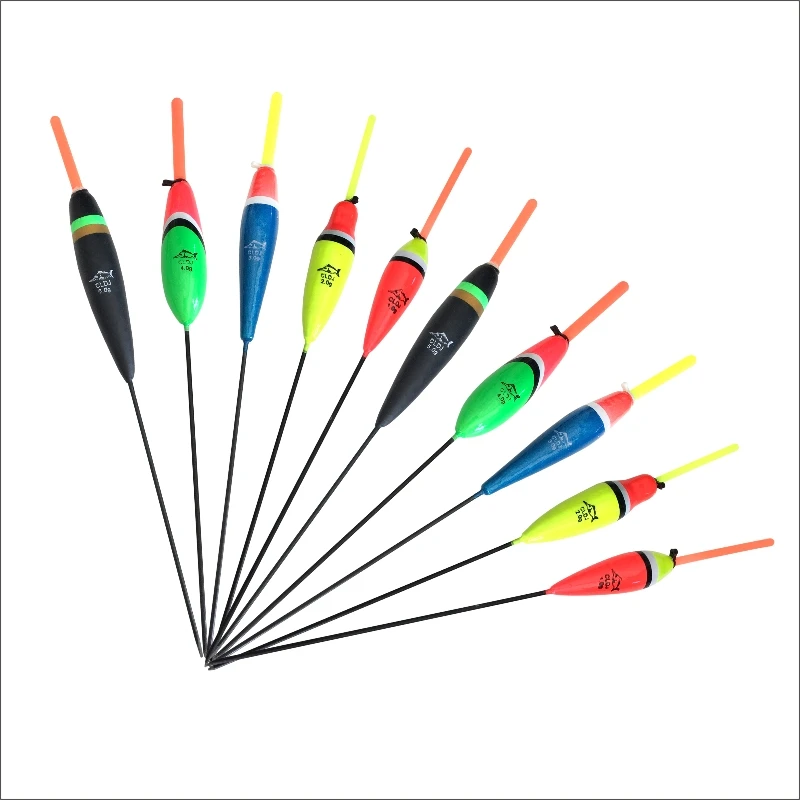 10PCS/lot Fishing Float Set Buoy Bobber Stick Fish Tackle Vertical 1g 2g 2.5g 4g 5g Mix Size Color for Carp Fishing Accessories