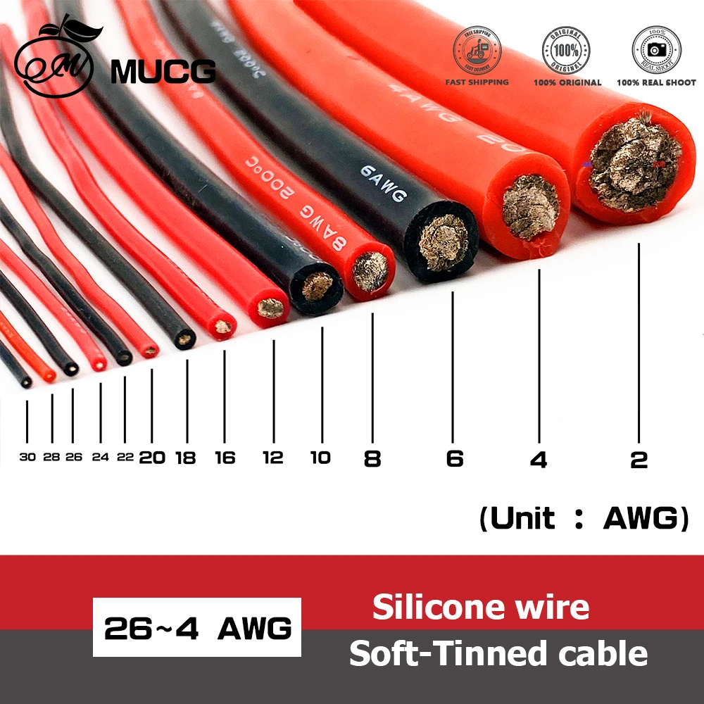 Silicone cable red black wire Car Battery jump Automotive wrapping wiring wires cables 10awg 8awg 6awg 4awg awge 18 16 14 12 awg