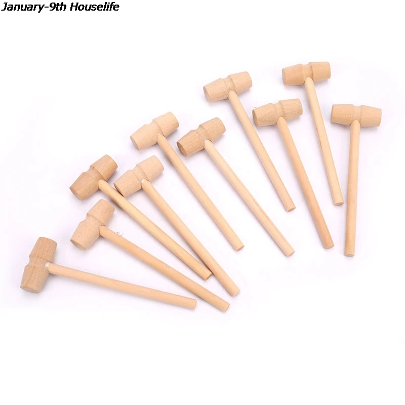 10 Pieces Mini Wooden Hammer Balls Toy Pounder Replacement Wood Mallets Baby