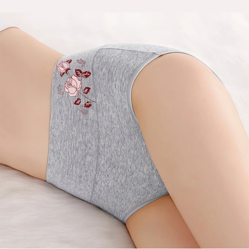 Quality Cotton Underwear Print Comfortable Hip Raise  Abdomen  large size High Waist sexy  women's  panties