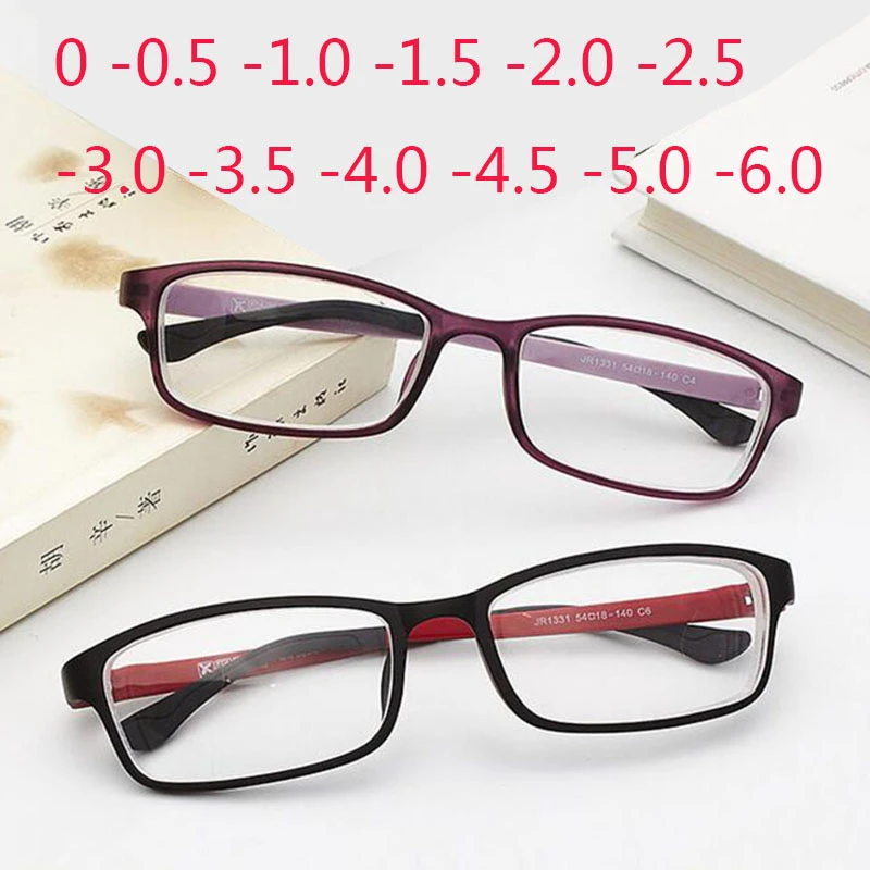 -0.5 -1.0 -1.5 -2.0 -2.5 To -6.0 Ultralight TR90 Finished Myopia Glasses For Unisex Short-sight Eyewear With Degree 1331