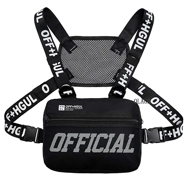 Fashion Streetwear Men Hip-Hop Chest Bag Tactical Two Straps Chest Rig Bags Trendy Style Rectangle Chest Utility Pack G122