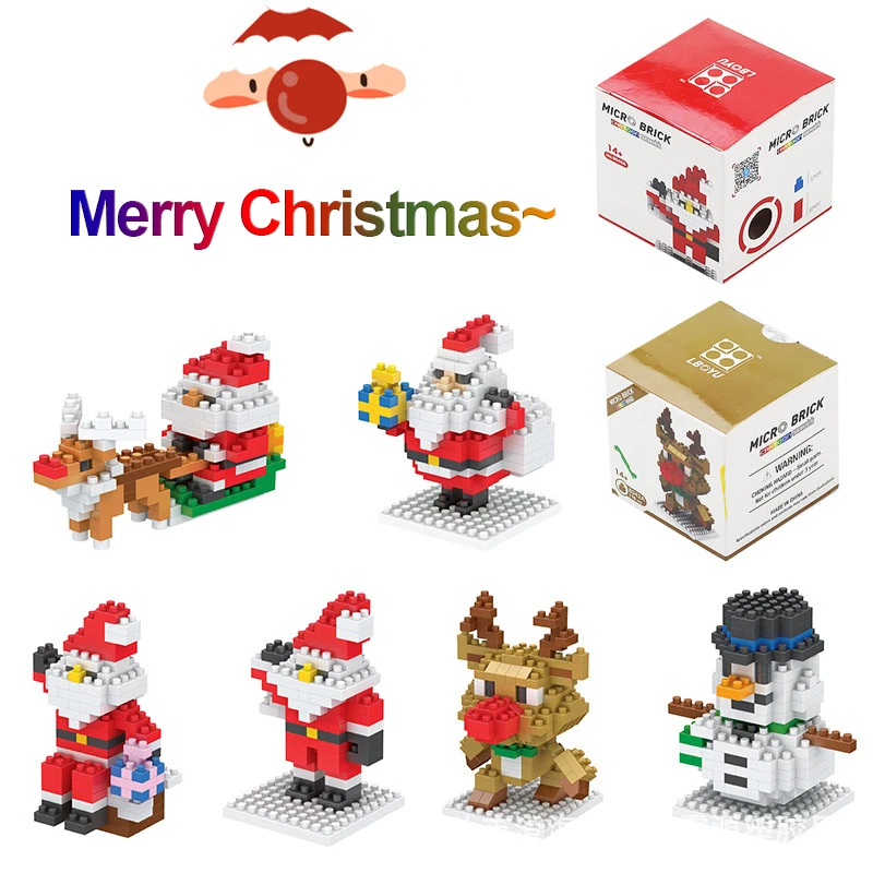 Mini Blocks Christmas Santa Claus Model Micro Bricks Building Block Toy For Kids Children Snowman Children's Toy Christmas Gift