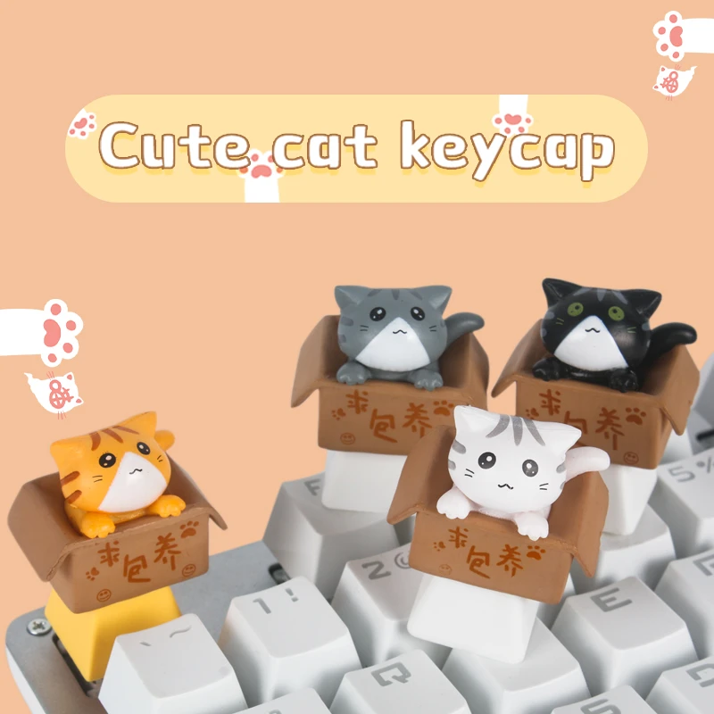 Mechanical Keyboard Custom Keycap Personality Design Cartoon Axis Gaming Accessories Artisan Keycap Anime Keys Caps Cute Cat