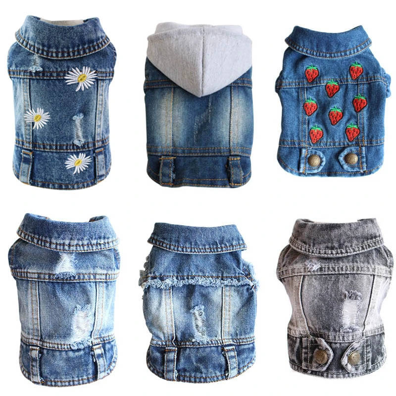 XS-2XL Denim Dog Clothes Cowboy Pet Dog Coat Puppy Clothing For Small Dogs Jeans Jacket Dog Vest Coat Puppy Outfits Cat Clothes