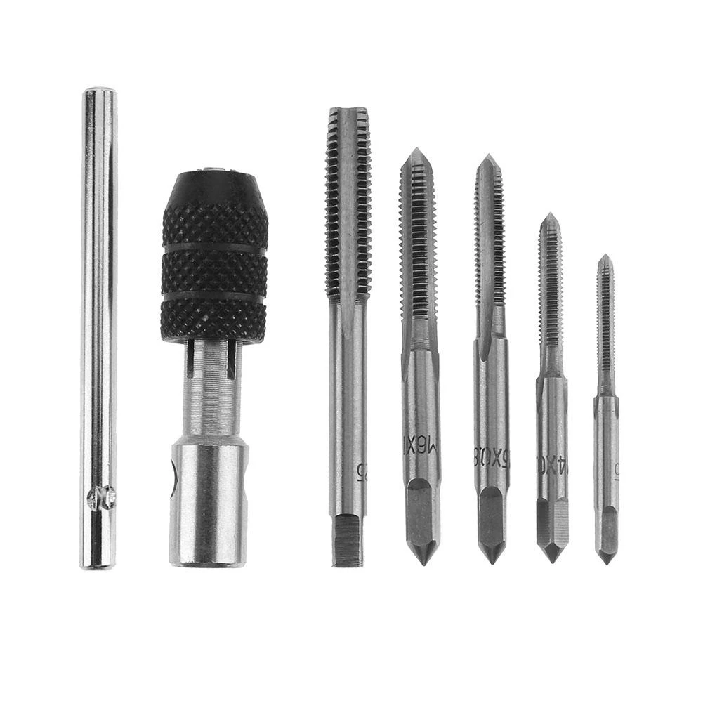 High Quality 6pcs T-type Wrench Drill Set Hand Tapping Tools Machine Screw Thread Tap Twist Bit M3/M4/M5/M6/M8 Tap Set DIY Tool