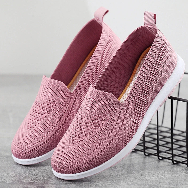 Spring and autumn elderly women's shoes casual shoes non slip soft soled cloth shoes comfortable fashion single shoes woven casu