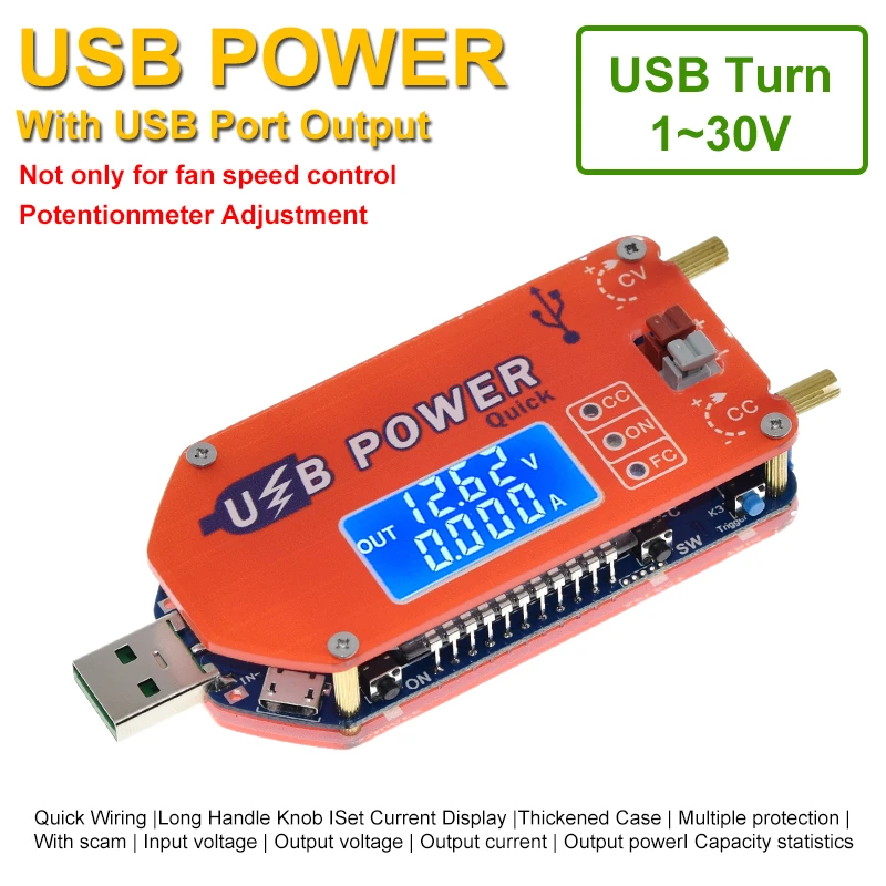 DP3A Digital display USB adjustable power module DC 1-30V 15W QC 2.0 3.0 FCP Quick charge laboratory power supply regulador