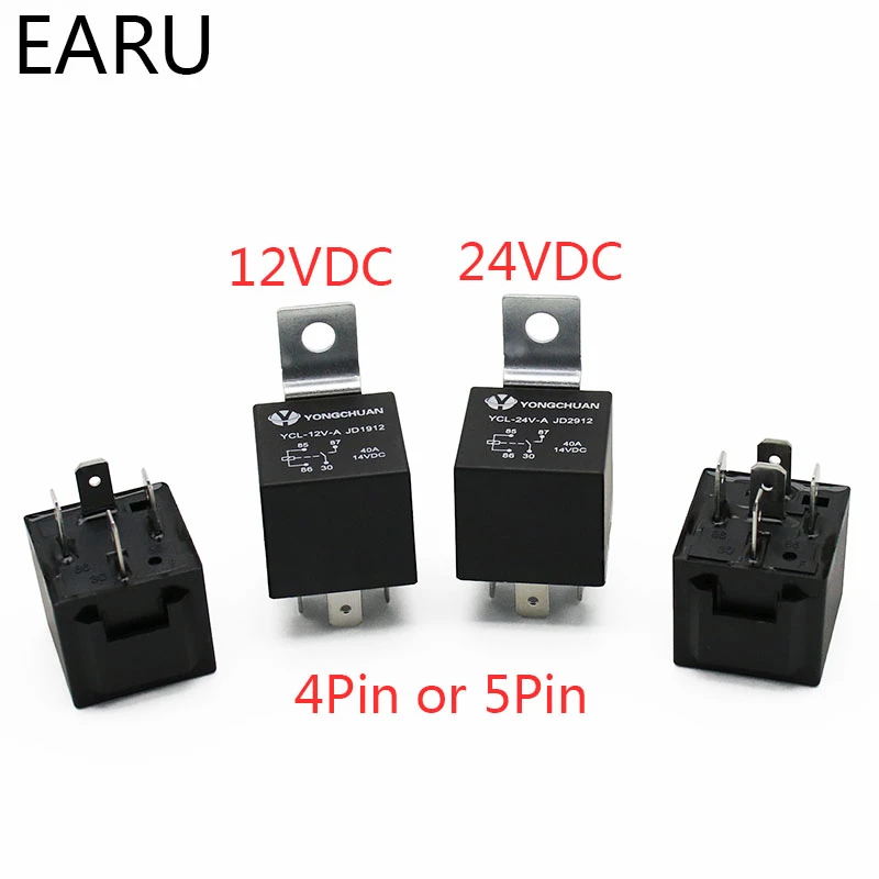 4 5 Pin 4P 5P 40A Waterproof Car Relay Long Life Automotive Relays Normally Open DC 12V/24V Relay For Head Light Air Conditioner