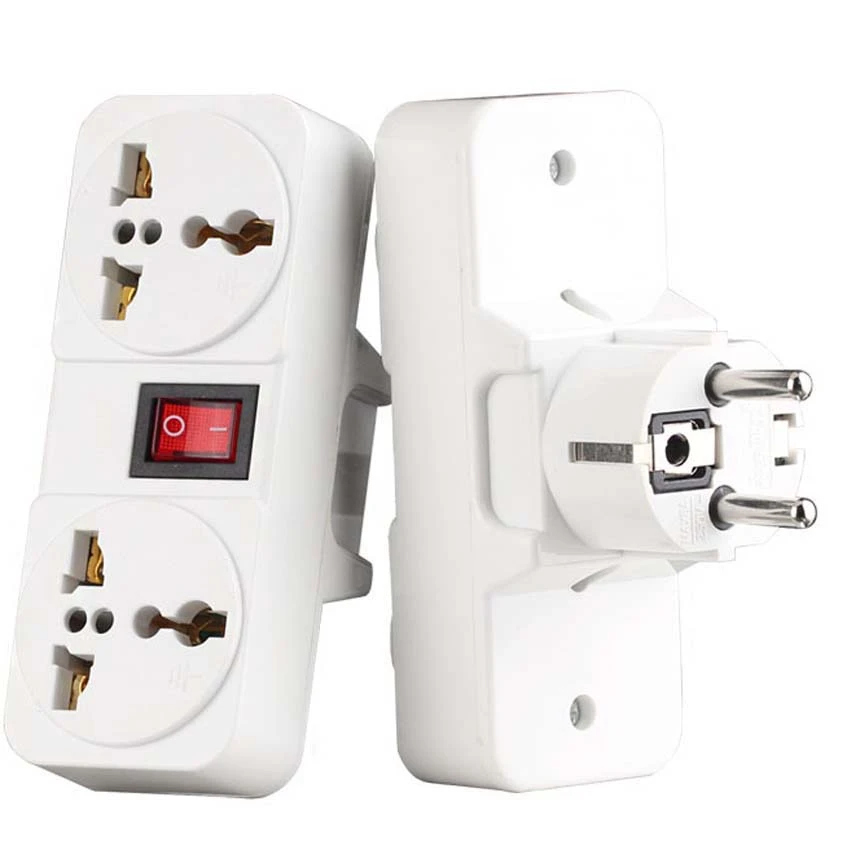 White copper 250v 6A 10A 125V EU UK Universal Wall Socket Portable 2way Outlet Extend Converter Plug Adaptor with on off Switch