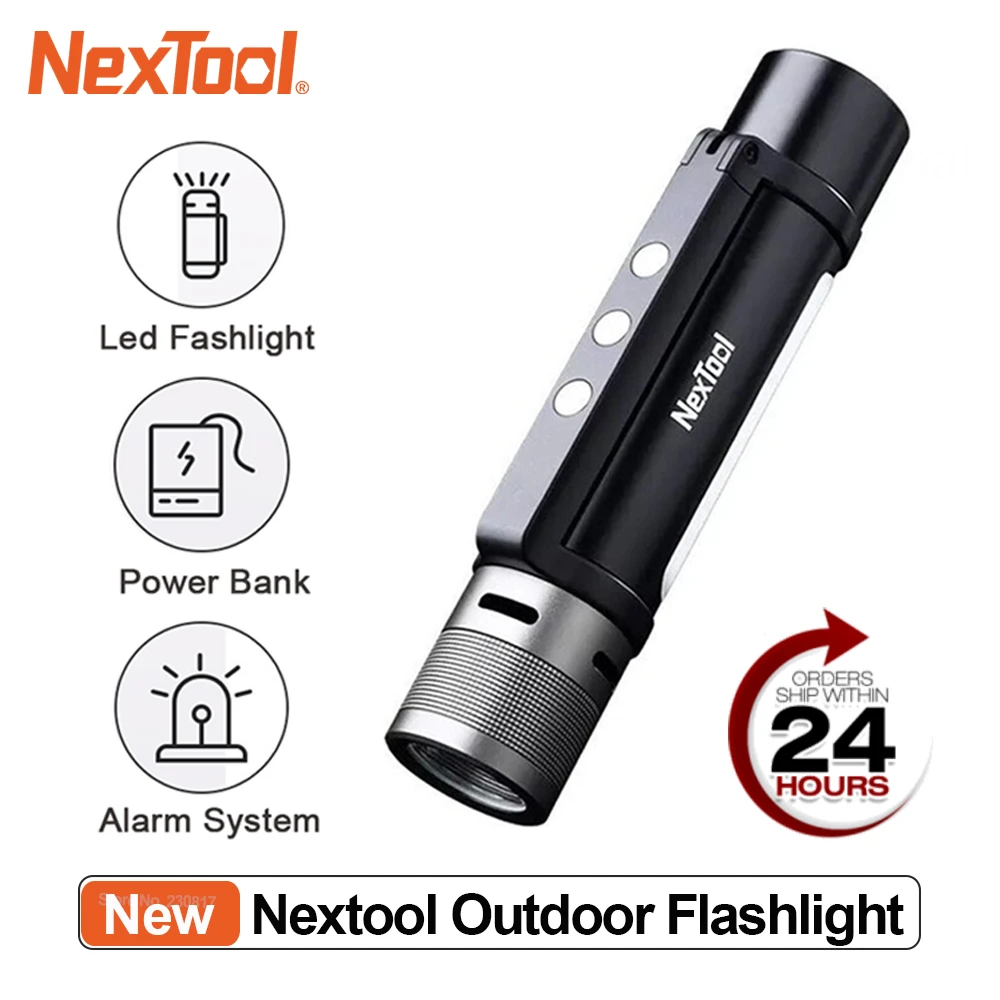 NexTool Outdoor 6 in 1 Flashlight IPX4 level Waterproof With Audible Alarm Function Emergency PowerBank