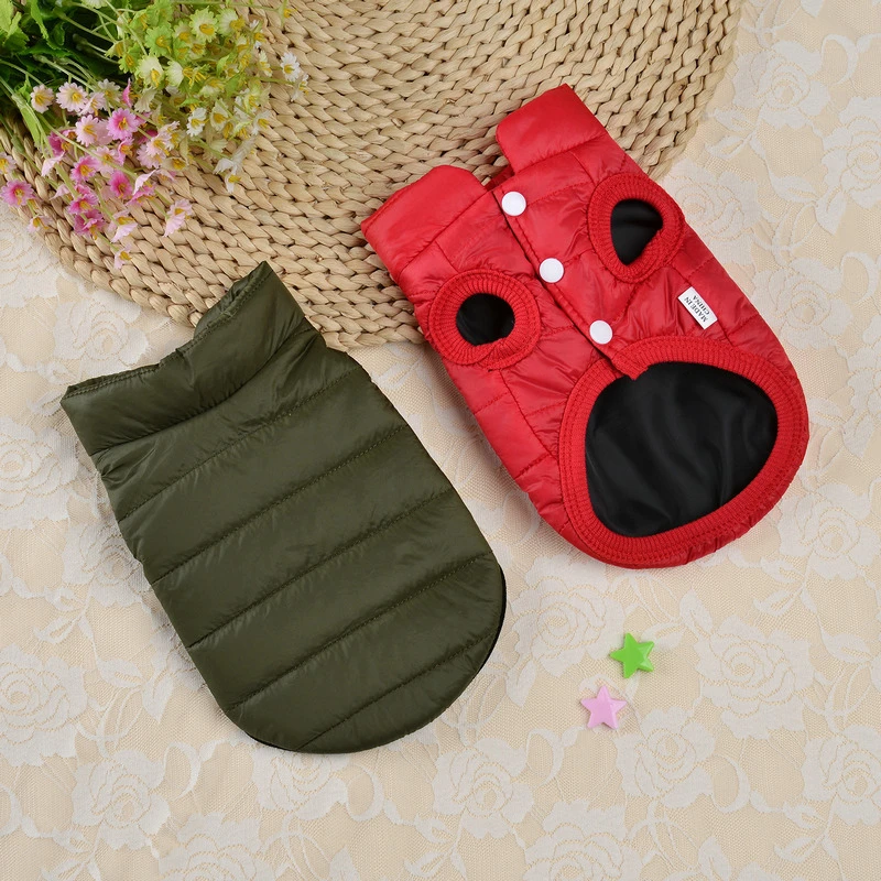 Winter Pet Dog Coat Clothes For Dogs Warm Thicken Solid Color Dog Clothes For Small Dog Red Green Christmas Style Big Dog Jacket