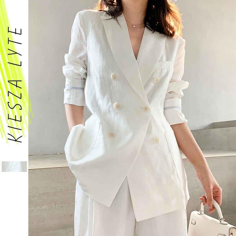 Women's Blazer Suit Solid White Blazer Pant Suit  Ladies Casual Blazer and Ankle Pants Femme High Street Casual Wear