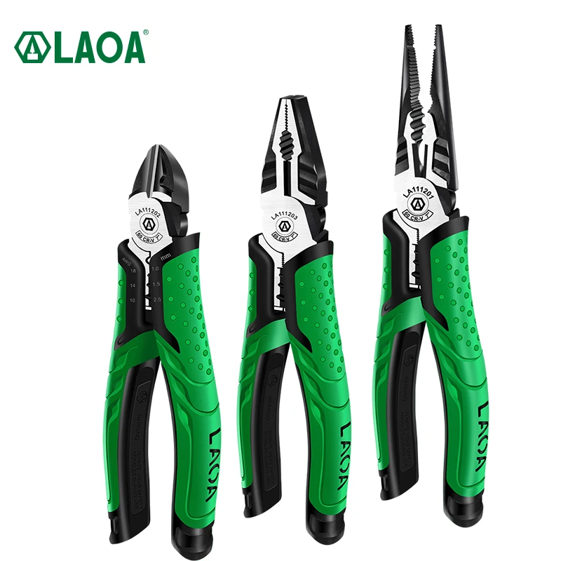 LAOA 7 Inch Multifunction Diagonal Pliers Wire Cutter Long Nose Pliers Side Cutter Cable Shears Electrician professional Tools