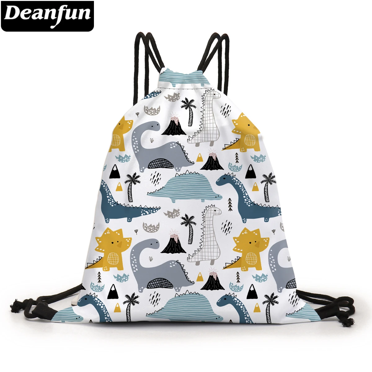 Deanfun Drawstring Bag Colorful Dino 3D Printed Pouch Bag Cute Backpack Purse Bags For TravelD60441