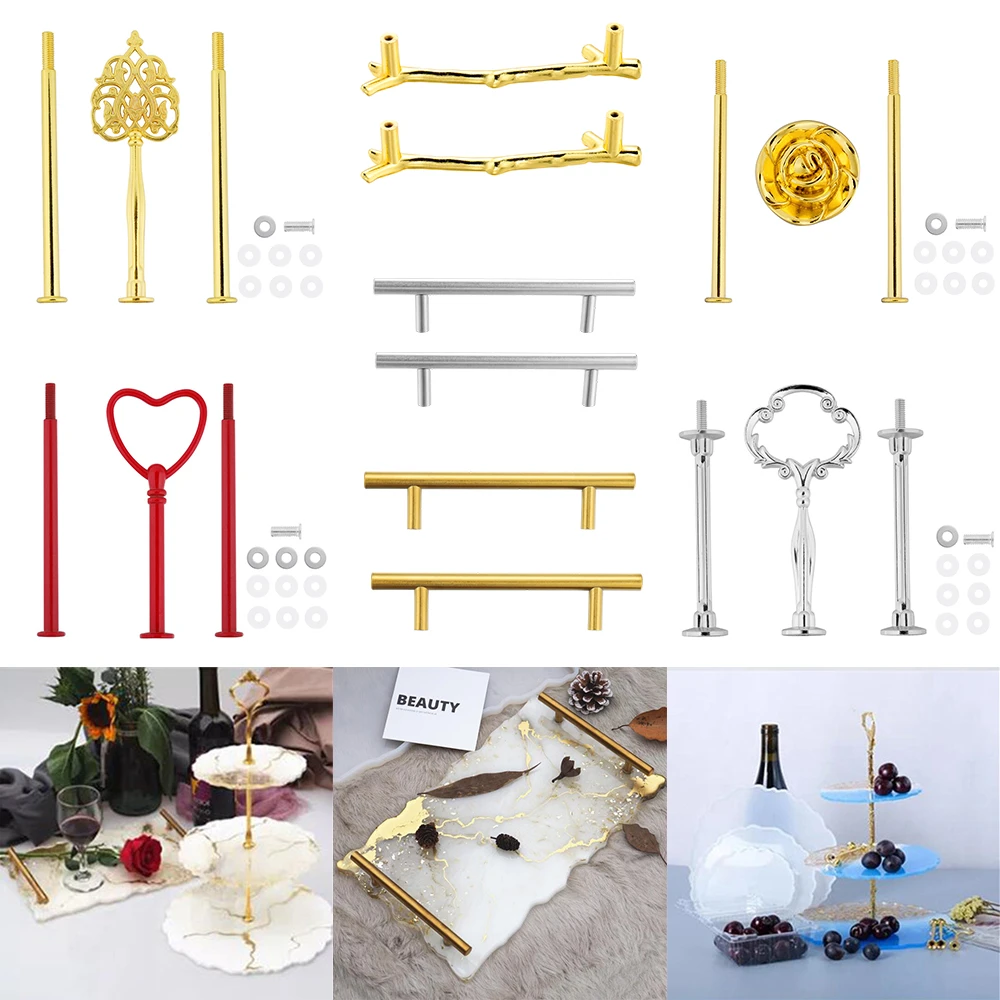 Resin Fruits Trays Holder Epoxy Dishes Plate Handle for DIY Epoxy Resin Mold Cake Placed Tools Handmade Crafts Home Decoration
