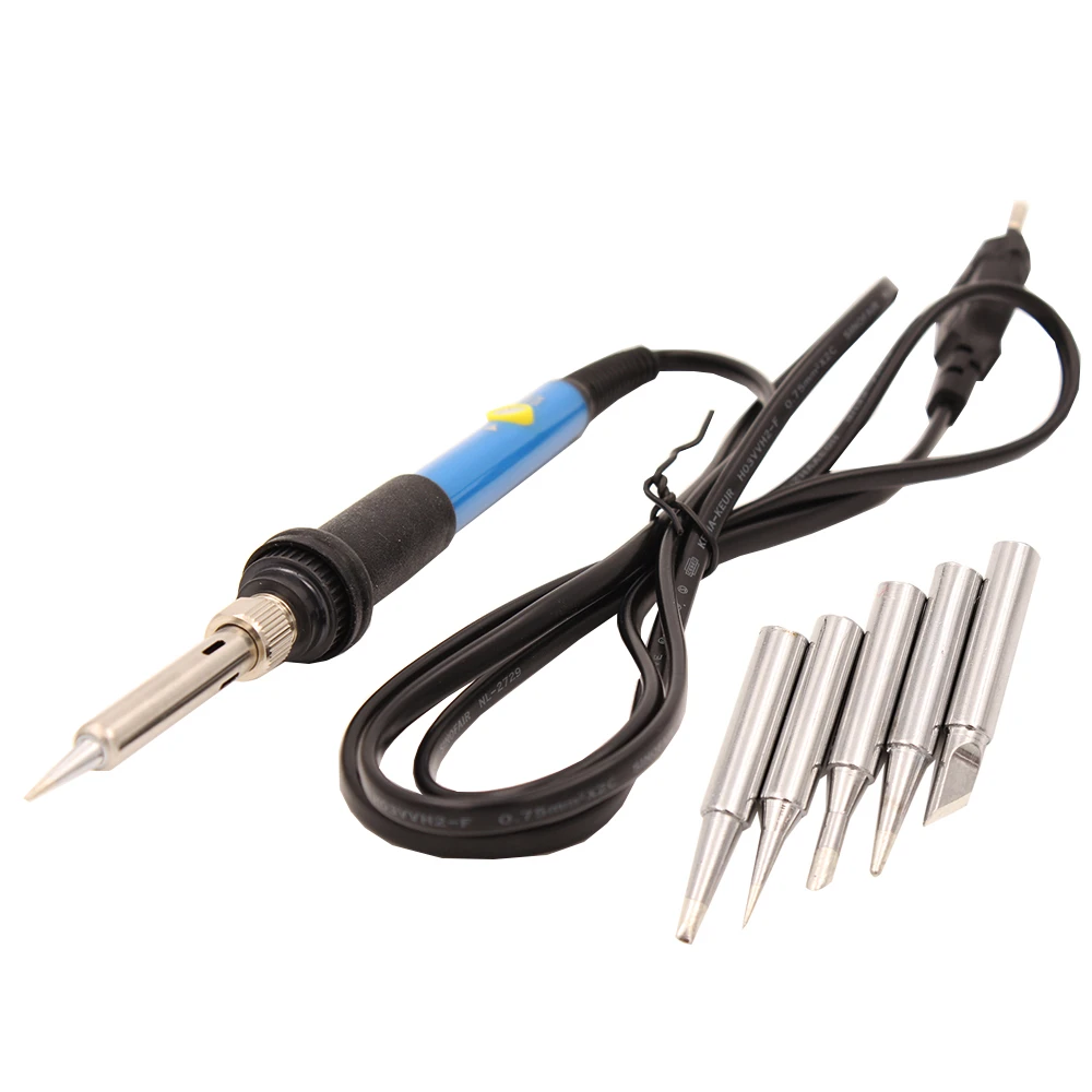 60W Adjustable Temperature Electric Soldering Iron Welding Station Tool Kit With 5pcs Solder Iron Tips Wire Stand Heater Sucker